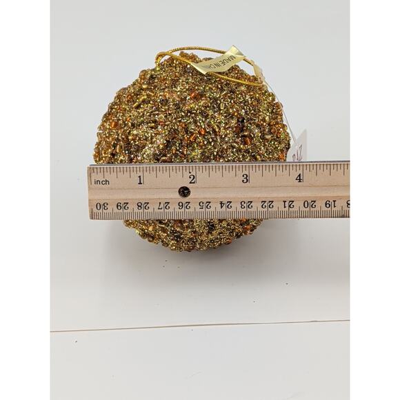 RAZ Imports 3.5" Gold Glitter Ball Ornament Christmas Tree Decor Holiday New - Picture 2 of 4